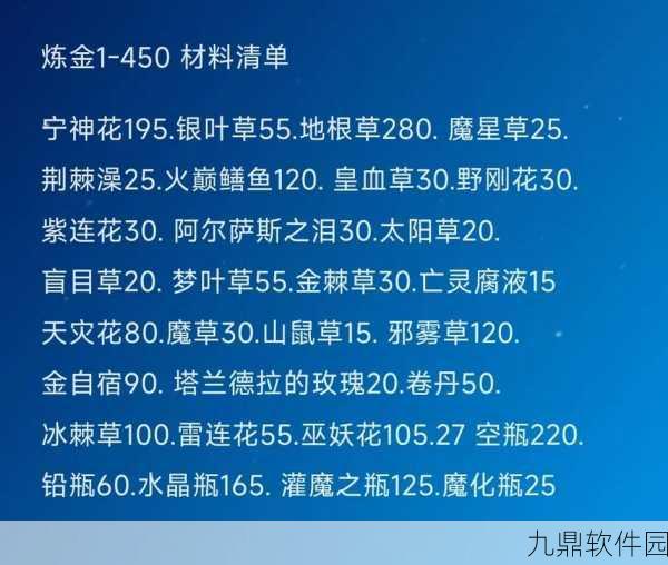 魔兽世界炼金1-450冲级全攻略