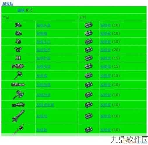 泰拉瑞亚秘银分布揭秘,深入探索,发现宝藏
