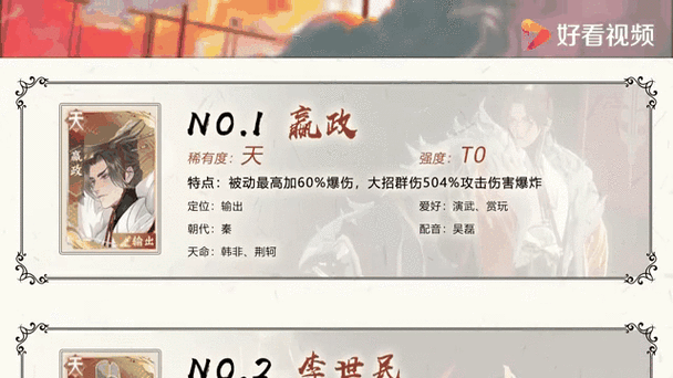 忘川风华录输出型名士强度解析，谁才是你的战场之星？