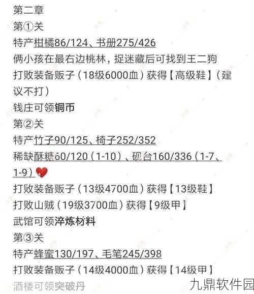 江湖悠悠第二章全关卡装备获取攻略详解