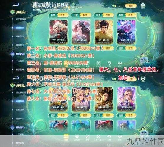 王者荣耀夺金活动返场皮肤大汇总