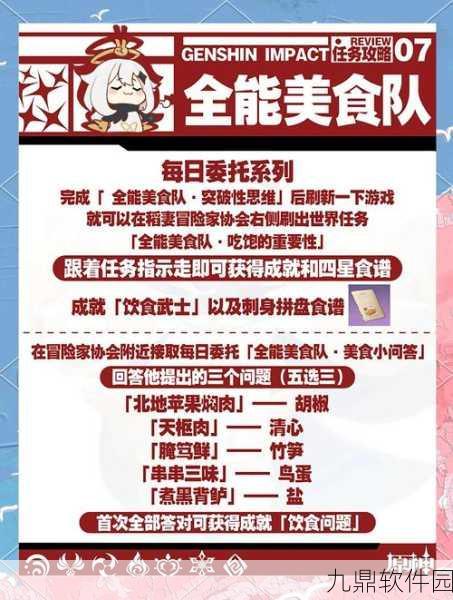 原神食材加工任务全攻略,烹饪高手的秘诀与技巧大揭秘