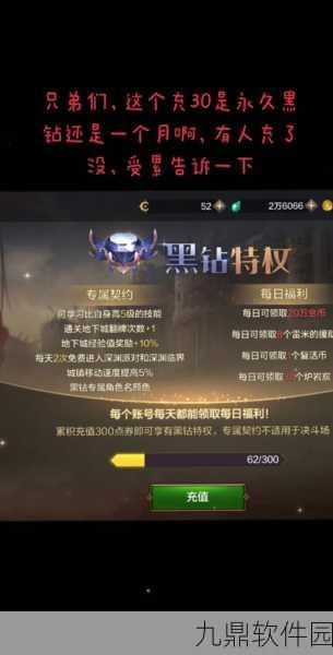 DNF手游黑钻特权全面解析,尊享游戏新体验