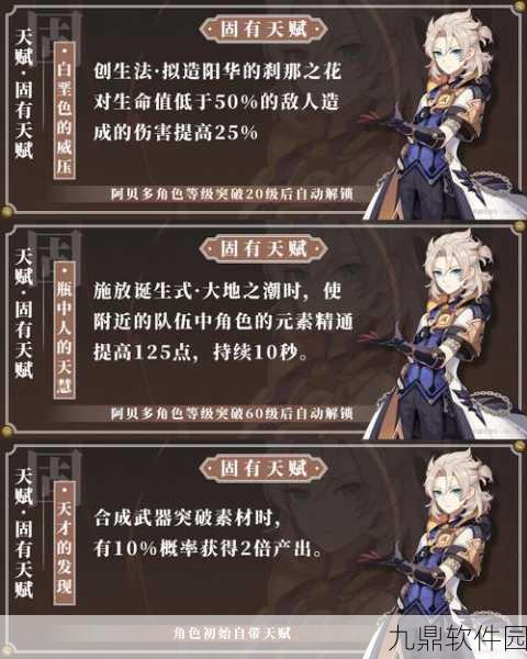 原神阿贝多天赋加点深度解析与推荐